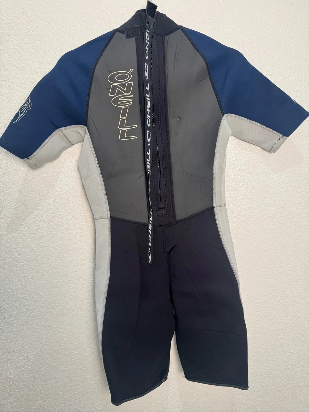 O’Neill Wetsuit Youth Size 16 Shorty Spring Suit Blue Gray Black Back Zip